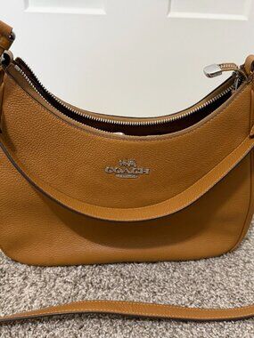 Coach Teri Hobo Bag - Camel color with silver accents